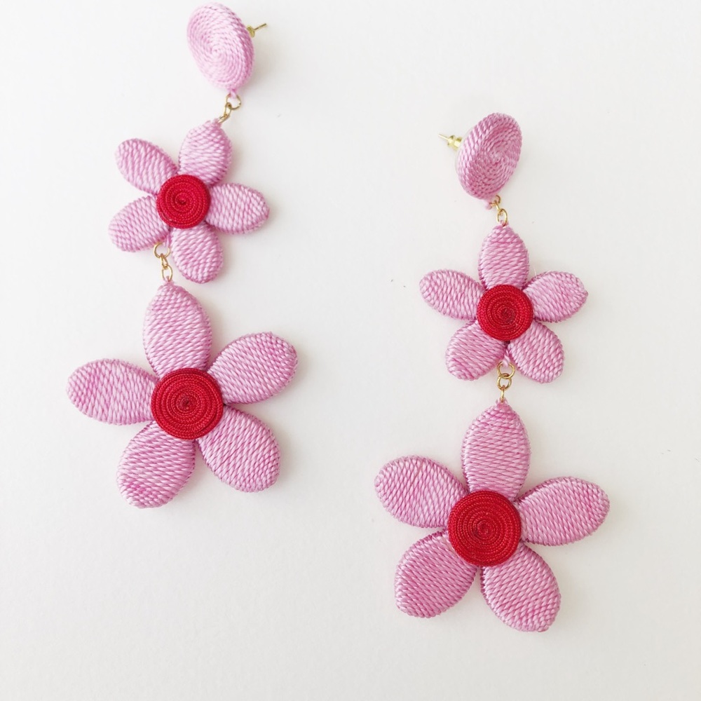 Daisy Pink & Red Statement Earrings
